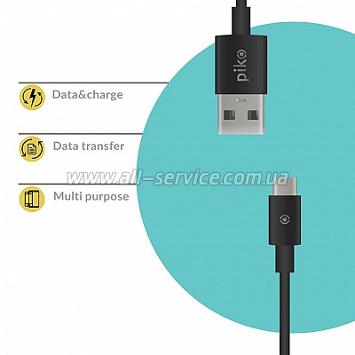   USB 2.0 AM to Type-C 2.0m CB-UT12 black Piko (1283126493850)