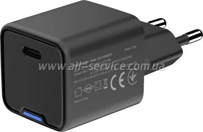 �������� ������� ColorWay GaN Mini 25W PD Port PPS USB-C black (CW-CHS052PD-BK)