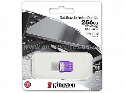  256GB Kingston DataTraveler microDuo 3C USB 3.2/Type C (DTDUO3CG3/256GB)