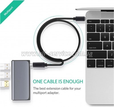 ���� ������ USB-C to USB-C 1.0m USB 3.1Gen2 100W US353 Black Ugreen (10387)