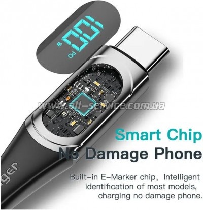 ���� ������ USB-C to USB-C 2.0m 100W Digital Display black Essager (ES-XCTT1-YDA01)