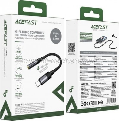 ������� USB-C to 3.5mm F 0.15m DAC audio black Acefast (6974316285281)