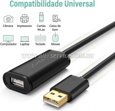 ���� ������ USB 2.0 AM to AF 20.0m Active black Ugreen (10324)