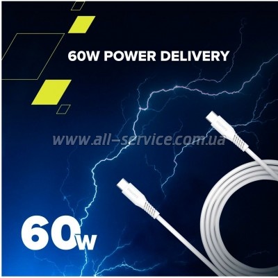 ���� ������ USB-C to USB-C 1.2m CC60SC 60W White Canyon (CNS-CC60SC12W)