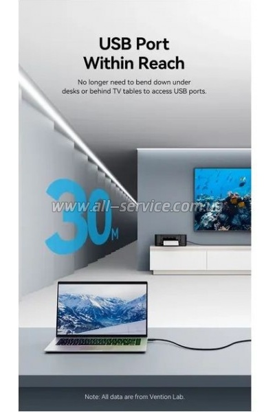 ���� ������ USB 2.0 AM/AF 10.0m Active black Vention (CBKBL)