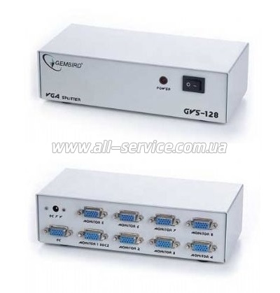 Видеосплиттер на 8 мониторов GVS-128 VGA Видеосплиттер на 8 мониторов GVS-128 VGA