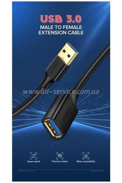 ���� ������ USB 3.0 AM/AF 1.5m US129 black Ugreen (30126)