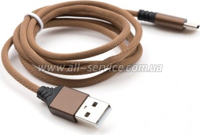 ���� ������ USB 2.0 AM to Type-C nylon 1m brown Vinga (VCPDCTCNB21BR)