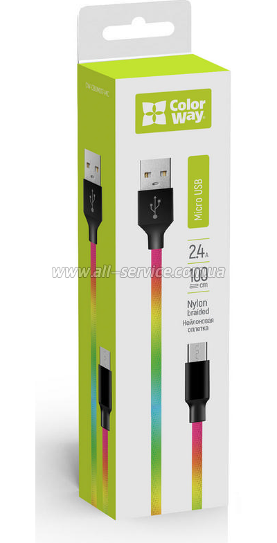   ColorWay USB 2.0 AM to Micro 5P 1.0m multicolor (CW-CBUM017-MC)