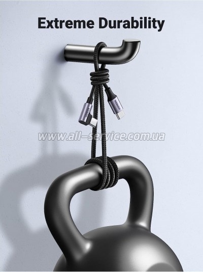 ���� ������ USB-C to USB-C 3.0m 60W US255 90-degree Angle Black Ugreen (80714)