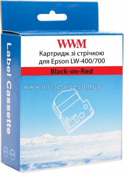 �������� WWM ��� Epson LW-400/ 700 18mm � 8m Black-on-Red (WWM-SC18R)