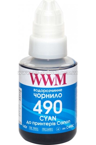  WWM GI-490 Canon G1400/ G2400/ G3400 140 Cyan (C490C)