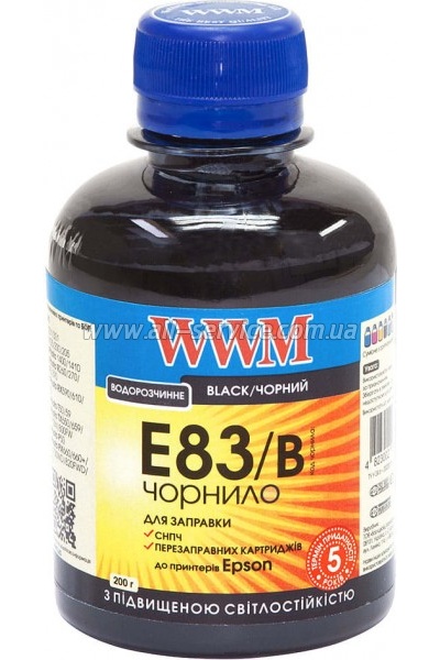 Чернила WWM для Epson Stylus Photo T50/ P50/ PX660 200г Black Водорастворимые (E83/B) светостойкие Чернила WWM для Epson Stylus Photo T50/ P50/ PX660 200г Black Водорастворимые (E83/B) светостойкие