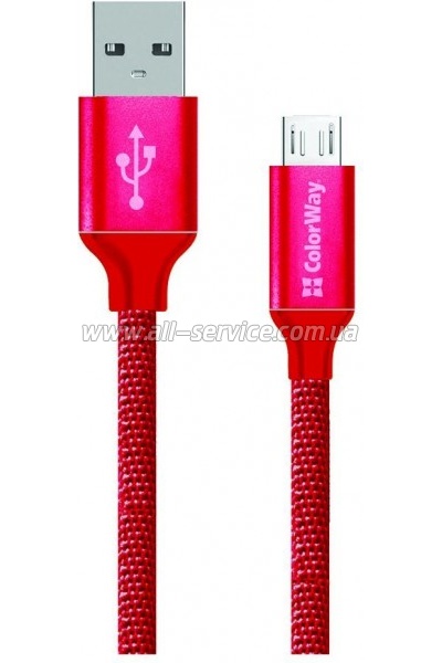 ���� ������ USB 2.0 AM to Micro 5P 1.0m 2.1� red ColorWay (CW-CBUM002-RD)
