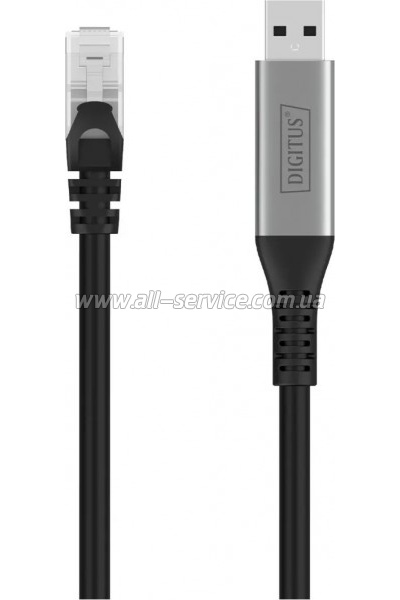 ���� ������ USB AM to RJ45 Ethernet 2.0m CAT6A S/FTP 1Gbps LSZH Digitus (AK-300600-020-S)