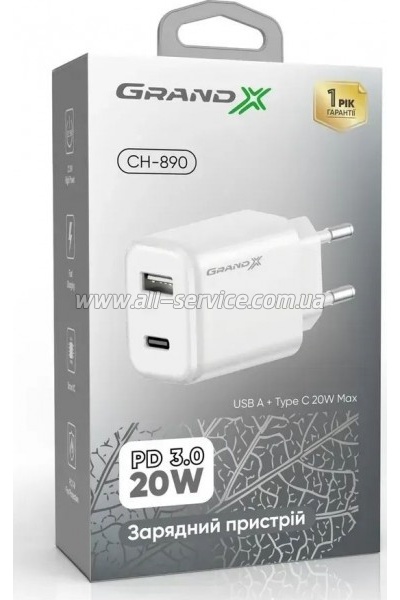 �������� ������� Grand-X CH-890 Fast Charge Black (CH-890)