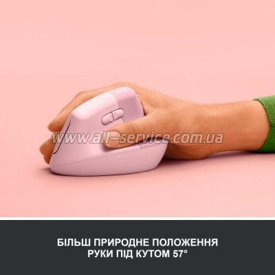  Logitech Lift Vertical Ergonomic Wireless/Bluetooth Rose (910-006478)