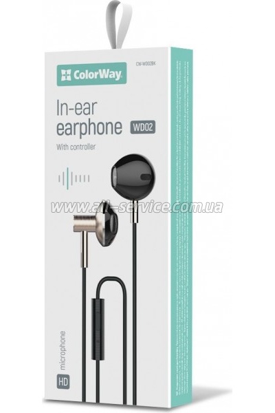 �������� ColorWay Slim 3.5 mm Wired Earphone Blast 2 Black (CW-WD02BK)