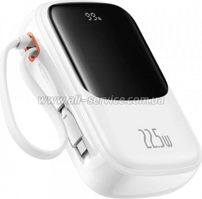   Baseus Qpow Pro+ 20000mAh 22,5W, PD/3.0, QC/3.0, FCP, AFC, built-in USB-C cable, white (P10067103213-00)