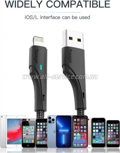 ���� ������ USB 2.0 AM to Micro 5P 1.0m 3A black Essager (EXCM-LS01)