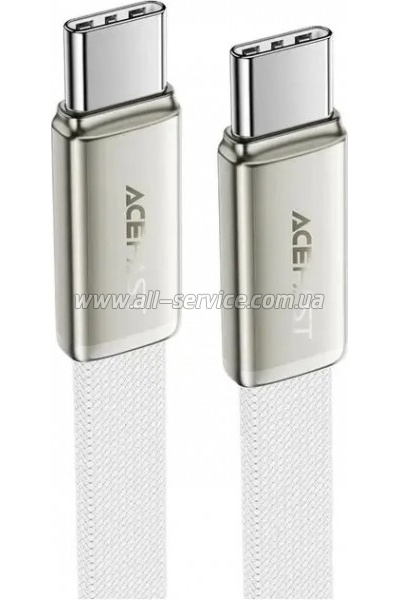 ���� ������ USB-C to USB-C 1.2m 60W 3A nylon white Acefast (6974316286257)