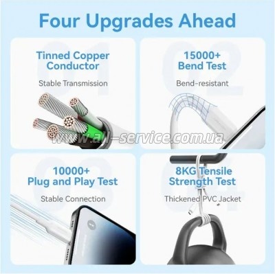 ���� ������ USB-C to Lightning 2.0m 3A black Vention (LAKBH)