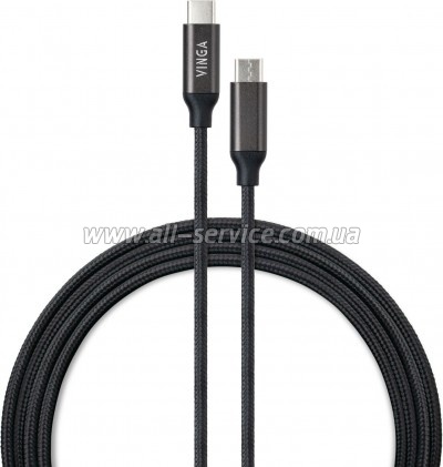 ���� ������ USB Type-C to Type-C 1.0m 100W E-Mark Chip Nylon Vinga (VCPCTC100BK)