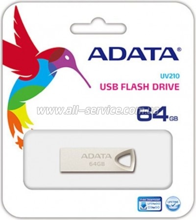  ADATA 64GB UV210 Metal Silver USB 2.0 (AUV210-64G-RGD)