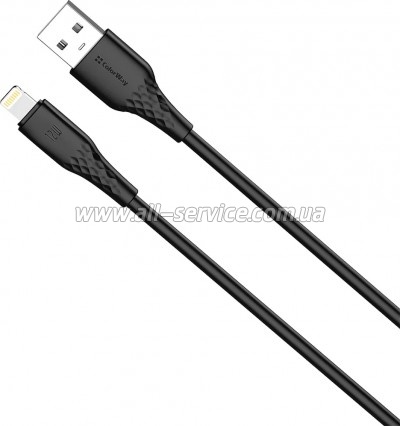 ���� ������ USB 2.0 AM to Lightning 2.0m 3A textured PVC black ColorWay (CW-CBUL095-BK)