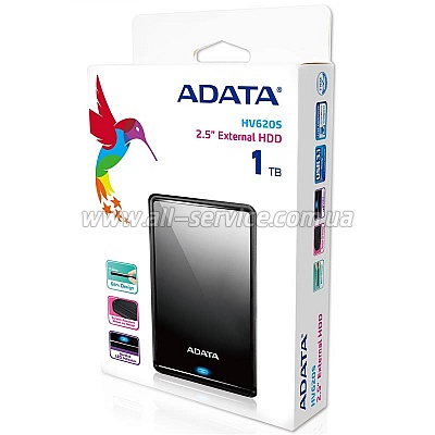  1TB ADATA HV620S 2.5" USB 3.0 Slim Black (AHV620S-1TU3-CBK)