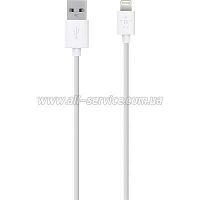  BELKIN USB 2.0 Lightning charge/sync cable 1.2, White (F8J023bt04-WHT)