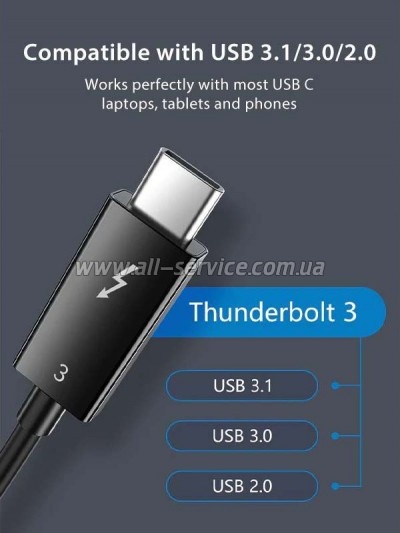 ���� ������ USB-C to USB-C 0.5m Thunderbolt 3 100W Cabletime (CA915392)