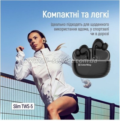 �������� ColorWay Slim TWS-5 Earbuds Black (CW-TWS5BK)