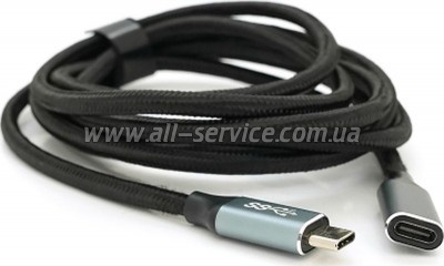 ���� ������ USB-C M/F 2.0m USB 3.2 Gen2 100W 10Gbps 4K60Hz black Voltronic (YT-TC-TC-EXB-2m)