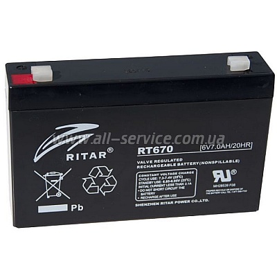 Аккумуляторная батарея Ritar RT670 6V 7.0Ah (RT670) Аккумуляторная батарея Ritar RT670 6V 7.0Ah (RT670)