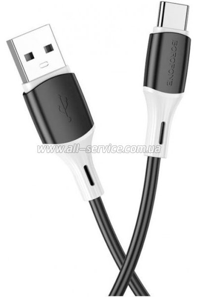 ���� ������ USB 2.0 AM to USB-C 1.0m 3A silicone BX79 black BOROFONE (6974443384789)
