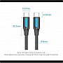 ���� ������ USB-C to USB-C 1.5m 5A black Vention (COTBG)