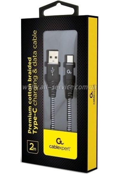 ���� ������ USB 2.0 AM to USB-C 2.0m Cablexpert (CC-USB2B-AMCM-2M-BW)