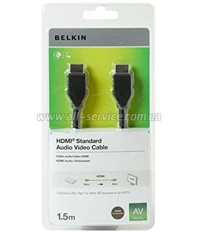  BELKIN HDMI AM/AM, High Speed w/Ethernet 1.5 (F3Y017BT1.5MBLK)