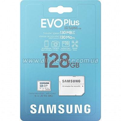   Samsung 128GB microSDXC class 10 EVO PLUS UHS-I (MB-MC128KA/RU)