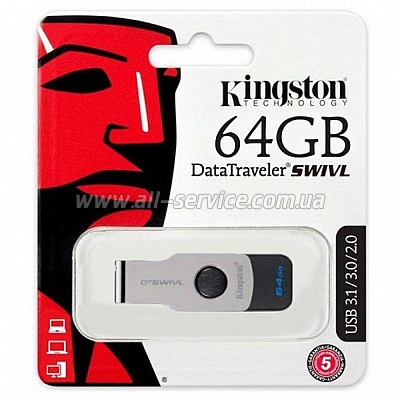  64GB KINGSTON DT SWIVL USB 3.0 (DTSWIVL/64GB)