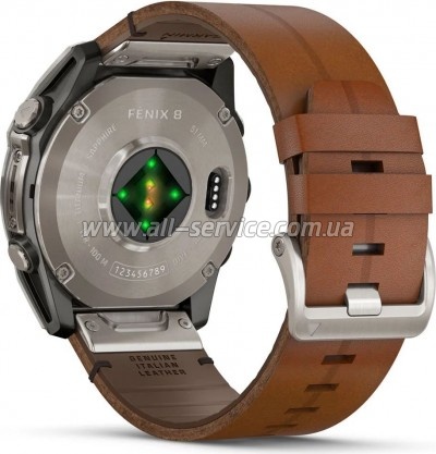 - Garmin fenix 8 51mm,AMOLED,Sapphire, Bare Ti, Blk/Chsnt Lthr (010-02905-40)