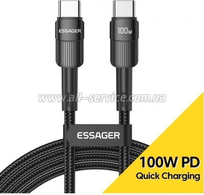 ���� ������ USB-C to USB-C 0.5m 100W black Essager (EXCTT1-XCB01)