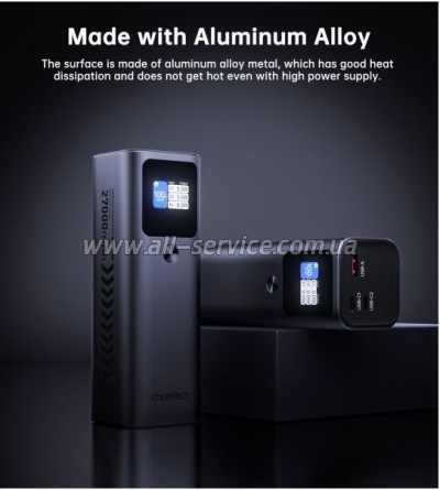   Choetech 27000mAh, PD/140W in/out, 2*USB-C/PD5.0, QC3.0/22W, TFT Display (B670-CCGY)