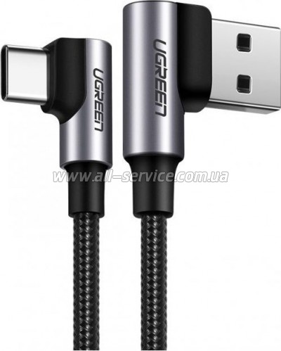 ���� ������ USB 2.0 AM to Type-C 1.0m US176 Both Angled 3A Black Ugreen (20856)