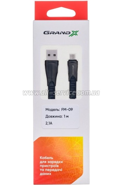 ���� ������ USB 2.0 AM to Micro 5P 1.0m black Grand-X (FM09)