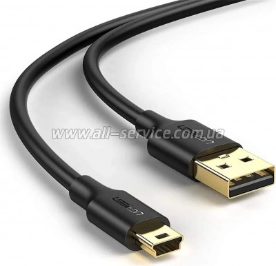 ���� ������ USB 2.0 AM to Mini 5P 3.0m 2A PVC black Ugreen (UGR-10386)
