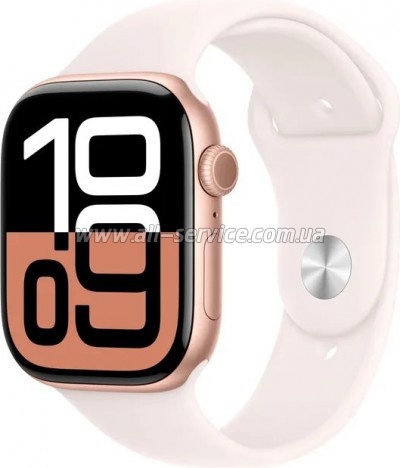 - Apple Watch Series 10 GPS 46mm Rose Gold Aluminium Case with Light Blush Sport Band - S/M (MWWT3QH/A)