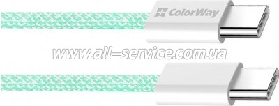 ���� ������ ColorWay USB-C to USB-C 1.0m 60W 3.0� green (CW-CBPDCC061-G)