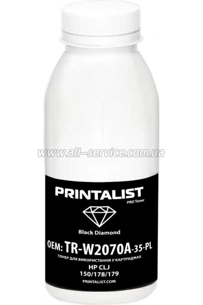 Тонер PRINTALIST HP CLJ 150/ 178/ 179 бутль 30г Black (TR-W2070A-35-PL) Тонер PRINTALIST HP CLJ 150/ 178/ 179 бутль 30г Black (TR-W2070A-35-PL)